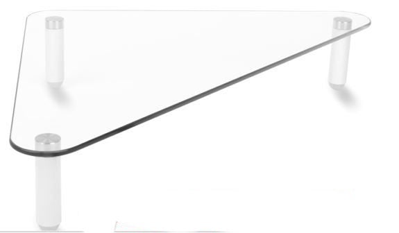 Husky Mount Computer Monitor and Laptop Tabletop Corner Triangle Glass Riser Stand