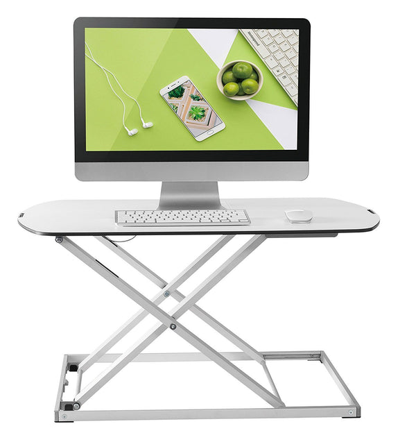 Husky Mount Height Adjustable Office Sit/Standing Desk Ergonomic Riser Dual LCD LED Monitor