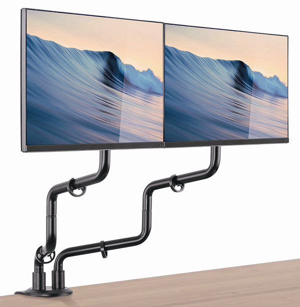 Double Arm Full Motion VESA Monitor Desk Mount - Heavy Duty Arms Fit Screens up to 32