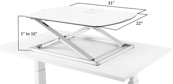 Husky Mount Height Adjustable Office Sit/Standing Desk Ergonomic Riser Dual LCD LED Monitor