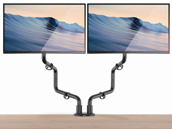 Double Arm Full Motion VESA Monitor Desk Mount - Heavy Duty Arms Fit Screens up to 32