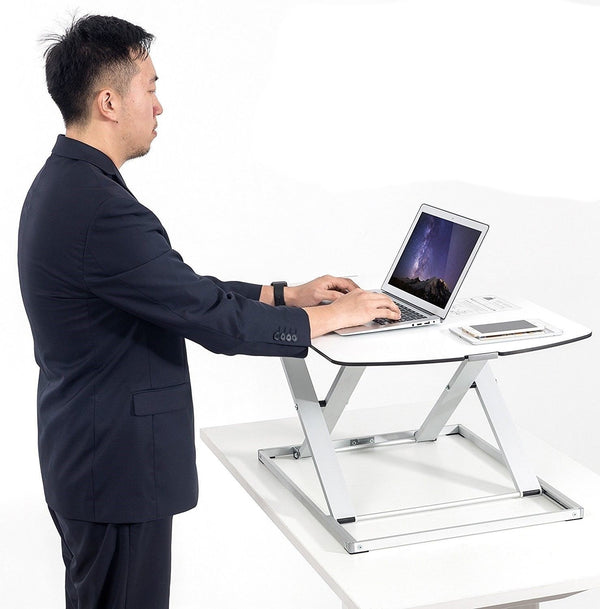 Husky Mount Height Adjustable Office Sit/Standing Desk Ergonomic Riser Dual LCD LED Monitor