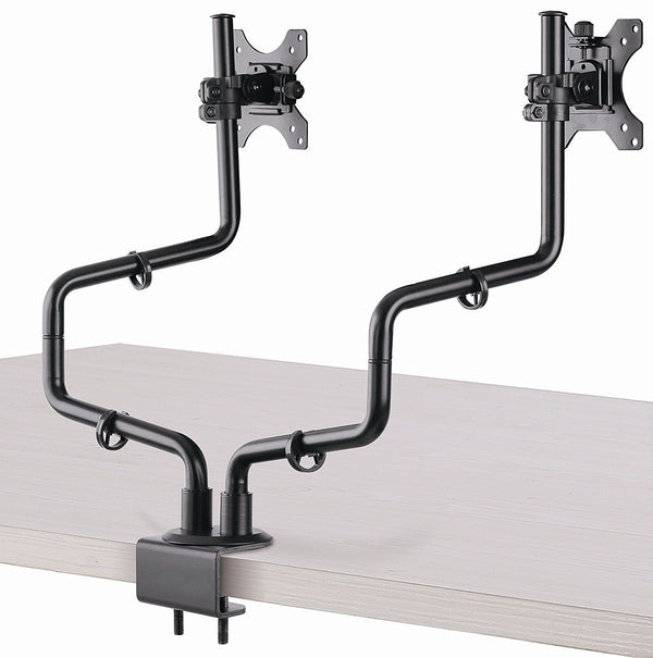 Double Arm Full Motion VESA Monitor Desk Mount - Heavy Duty Arms Fit Screens up to 32