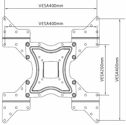 Husky Mount 4 Universal VESA TV Mount Adapters - Extend 200x200 up to 400x400