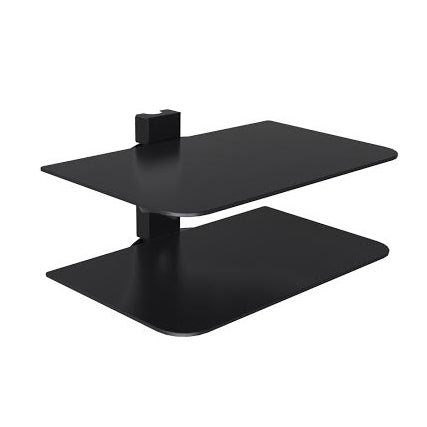 Double Shelf Floating Wall Black Glass DVD BluRay Player Cable Box Switch PS4