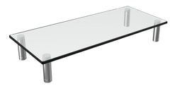 Husky Mount PC Monitor and Laptop Stand Riser - Solid Aluminum Legs and Tempered Glass Top Desk