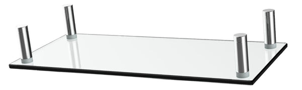 Husky Mount PC Monitor and Laptop Stand Riser - Solid Aluminum Legs and Tempered Glass Top Desk