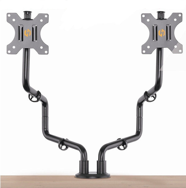 Double Arm Full Motion VESA Monitor Desk Mount - Heavy Duty Arms Fit Screens up to 32"
