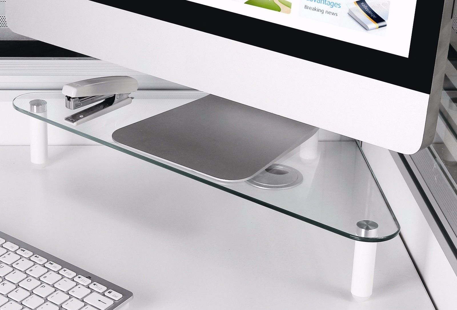 Glass Stand Riser Height Adjustable Desk Riser KKTONER 2-Pack Glass Monitor Stands - For ...