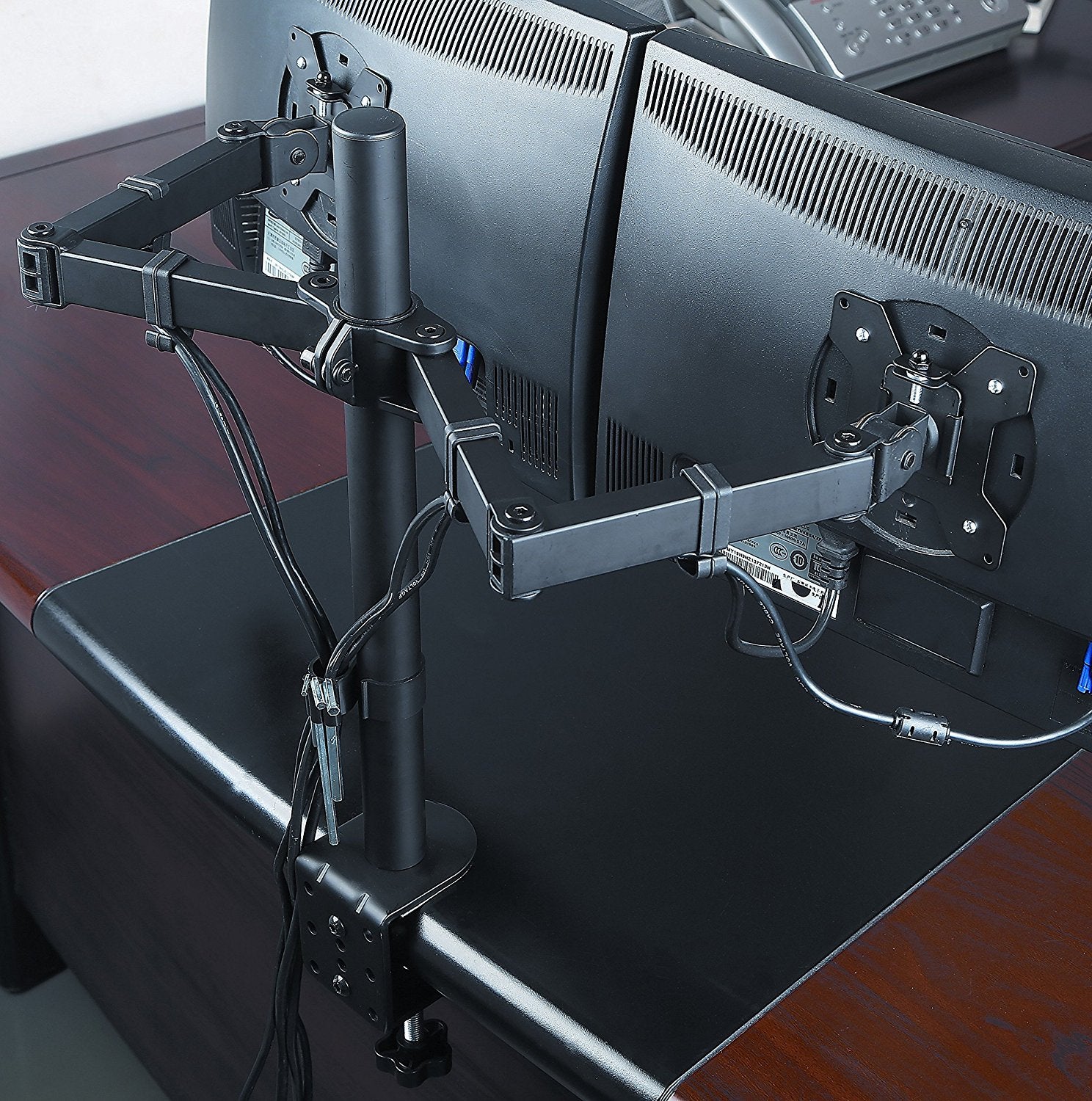 Desk Clamp Double Arm Monitor Mount for VESA 75x75 and 100x100